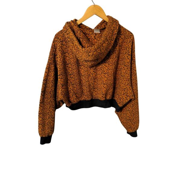 Levi's Laundry Day Hoodie Leopard Cropped Hoodie Sweatshirt Womens Size XL E - Picture 2 of 7